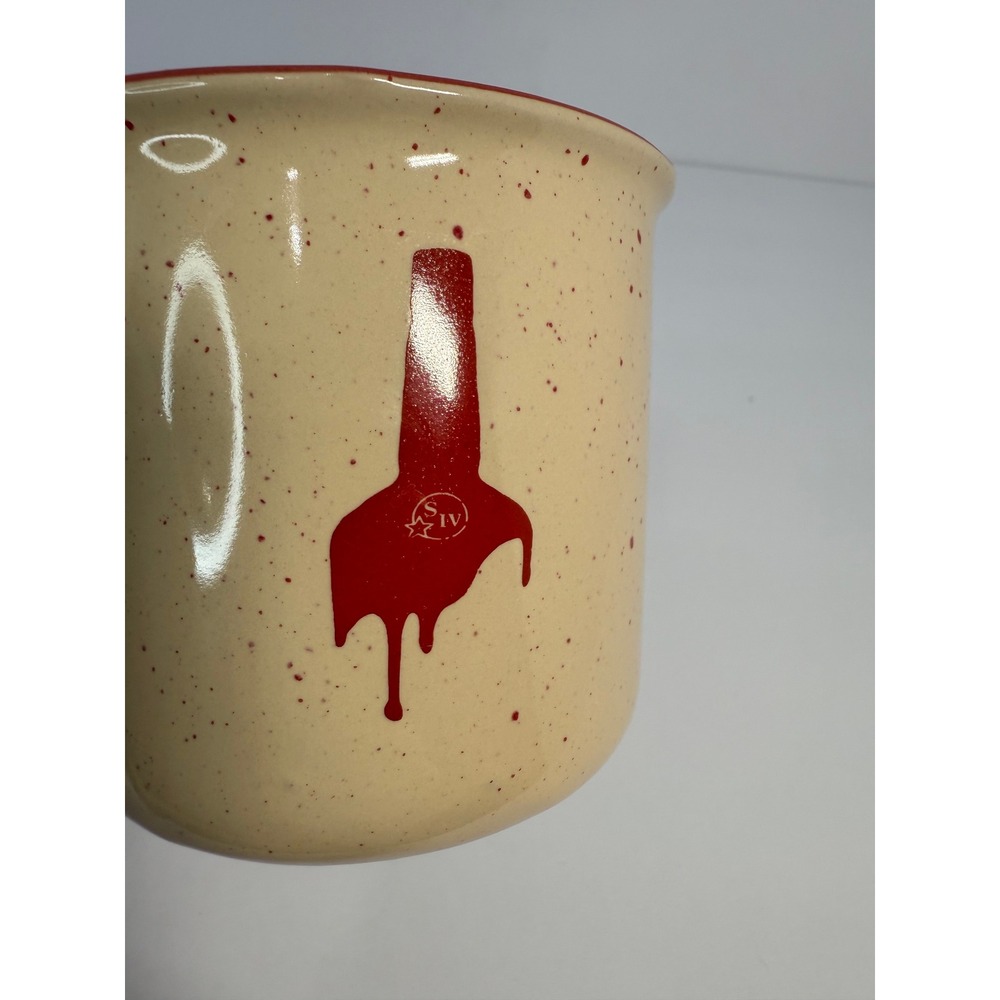 Maker's Mark Bourbon Whiskey Campfire Coffee Mug Cream Red Speckled Ceramic